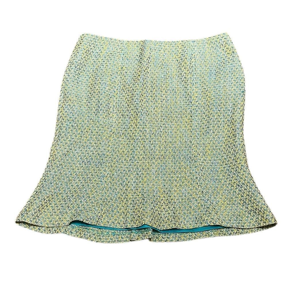 Talbots Yellow And Turquoise Tweed‎ Skirt, Size 12P, NWT